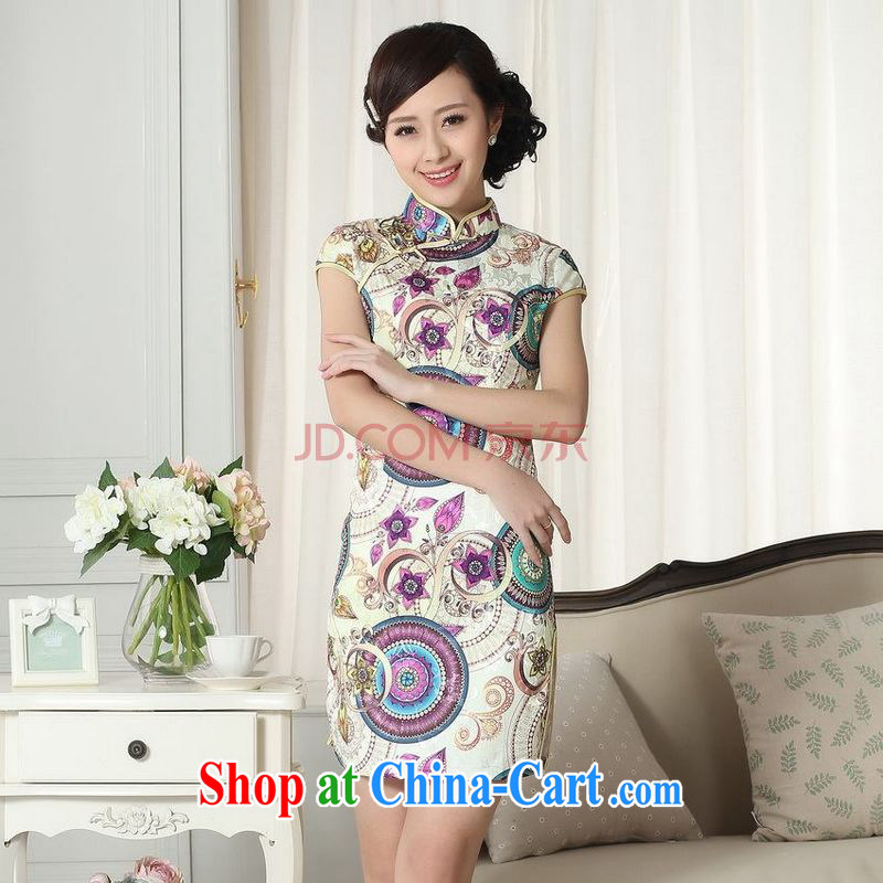 Nigeria, the lady stylish jacquard cotton cultivating short cheongsam dress new Chinese qipao gown picture color L, Nigeria, and, shopping on the Internet