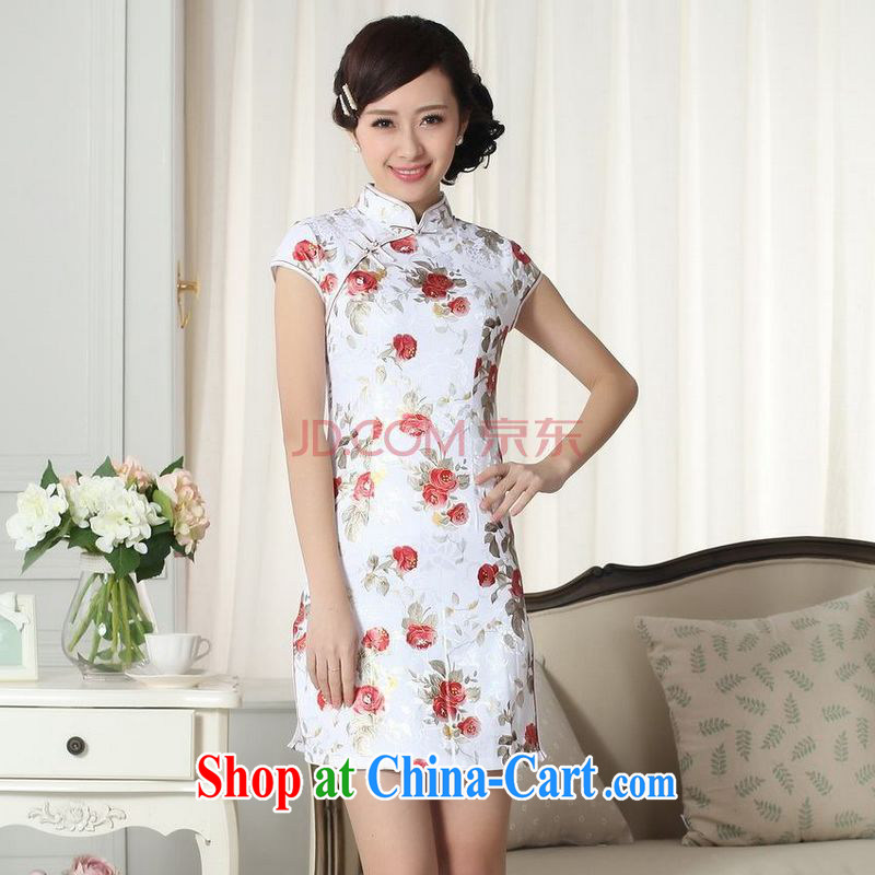 Nigeria, the lady stylish jacquard cotton cultivating short cheongsam dress new Chinese qipao gown picture color XXL