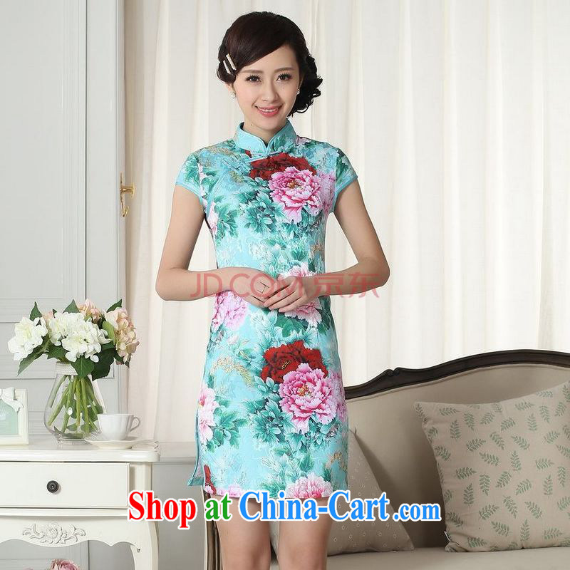 Nigeria, the new summer elegance Chinese qipao Chinese graphics thin short cheongsam picture color XL