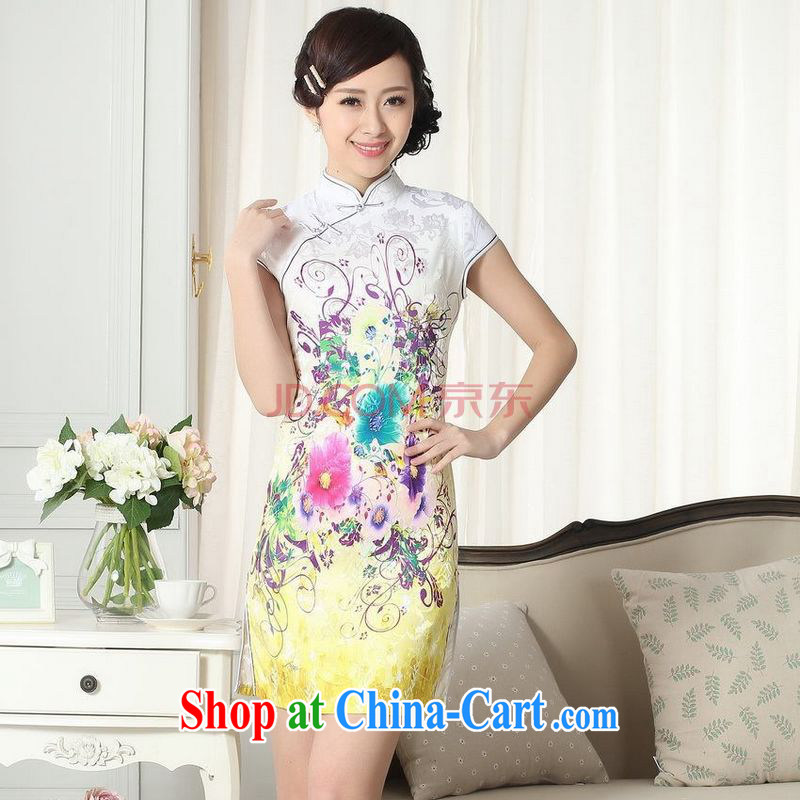 Nigeria, the lady stylish jacquard cotton cultivating short cheongsam dress new Chinese qipao gown picture color XXL