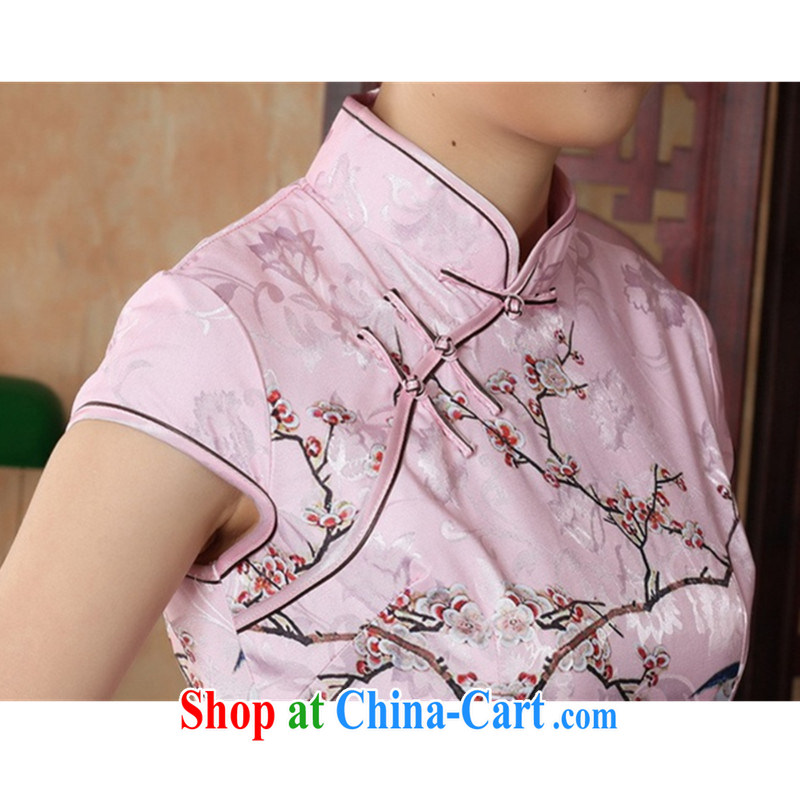 According to fuser summer stylish new retro improved Han-Chinese qipao and collar jacquard Sau San short cheongsam dress LGD/D 0225 #pink 2 XL, according to fuser, shopping on the Internet