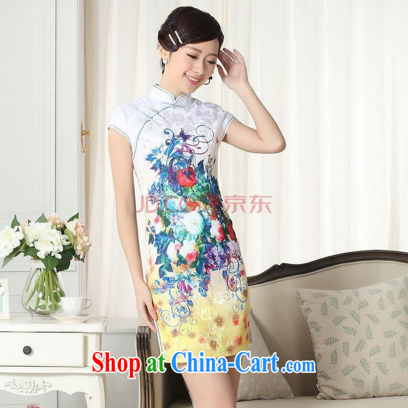 Nigeria, the lady stylish jacquard cotton cultivating short cheongsam dress new Chinese qipao gown picture color XXL, Nigeria, and, shopping on the Internet
