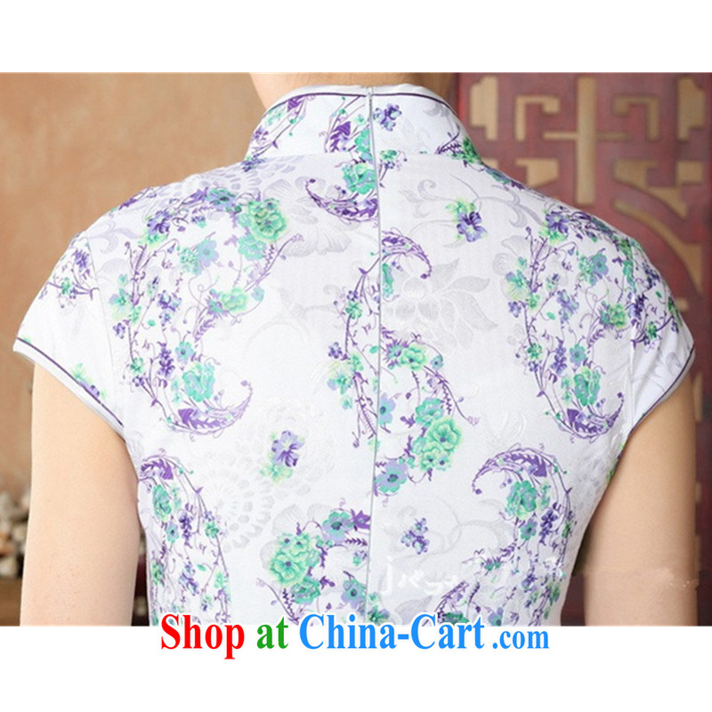 According to fuser summer stylish new ladies retro improved Chinese qipao, for a short-cut, cultivating Chinese cheongsam dress LGD/D 0229 # -A Blue on white 2 XL, fuser, and shopping on the Internet