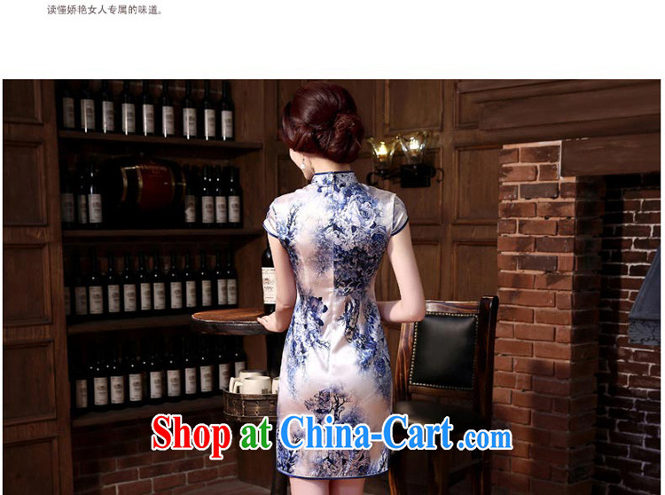 pro-am 2015 new daily cheongsam dress spring and summer retro sauna silk Silk Cheongsam dress improved stylish blue Peony M pictures, price, brand platters! Elections are good character, the national distribution, so why buy now enjoy more preferential! Health