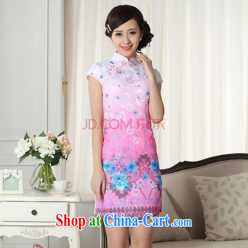 For Pont Sondé Diana Lady stylish jacquard cotton cultivating short cheongsam dress new Chinese qipao gown picture color XXL