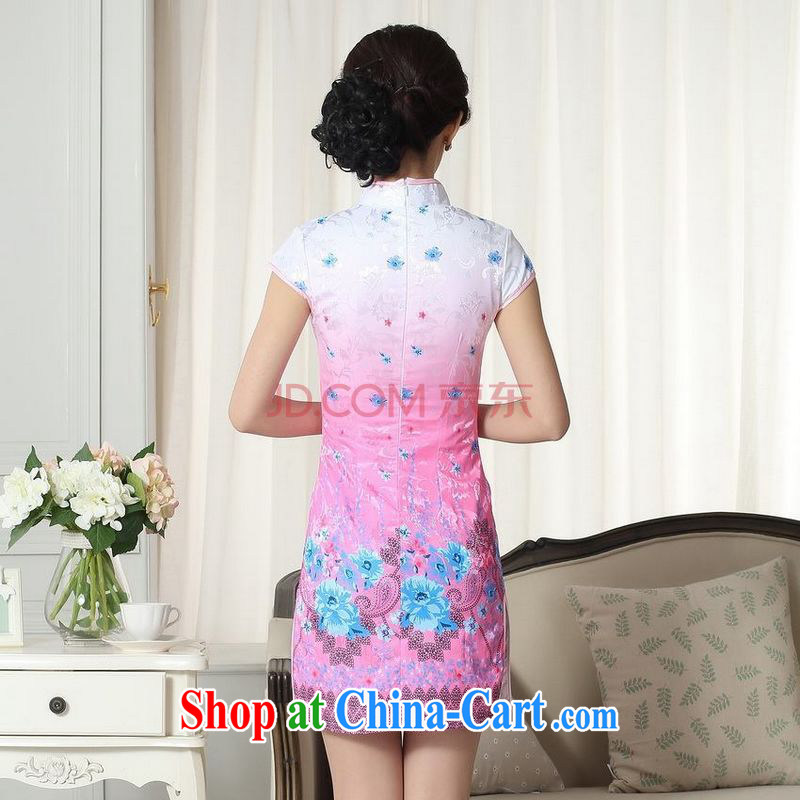 For Pont Sondé Diana Lady stylish jacquard cotton cultivation short cheongsam dress new Chinese qipao gown picture color XXL, Pont Sondé health Diane, shopping on the Internet