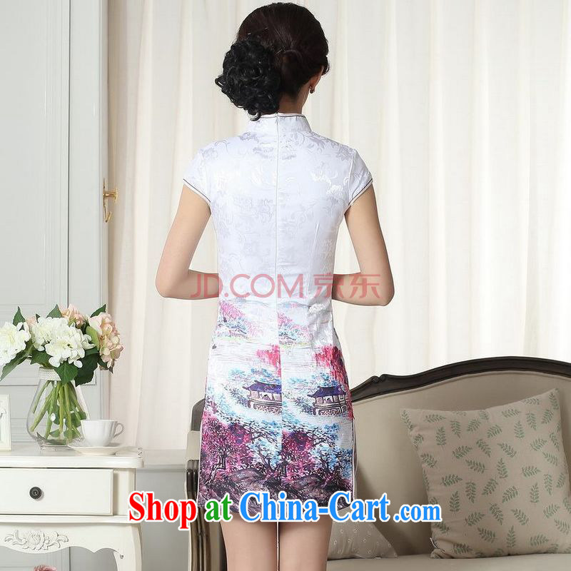 For Pont Sondé Diana Lady stylish jacquard cotton cultivation short cheongsam dress new Chinese qipao gown picture color XXL, Pont Sondé health Diane, shopping on the Internet