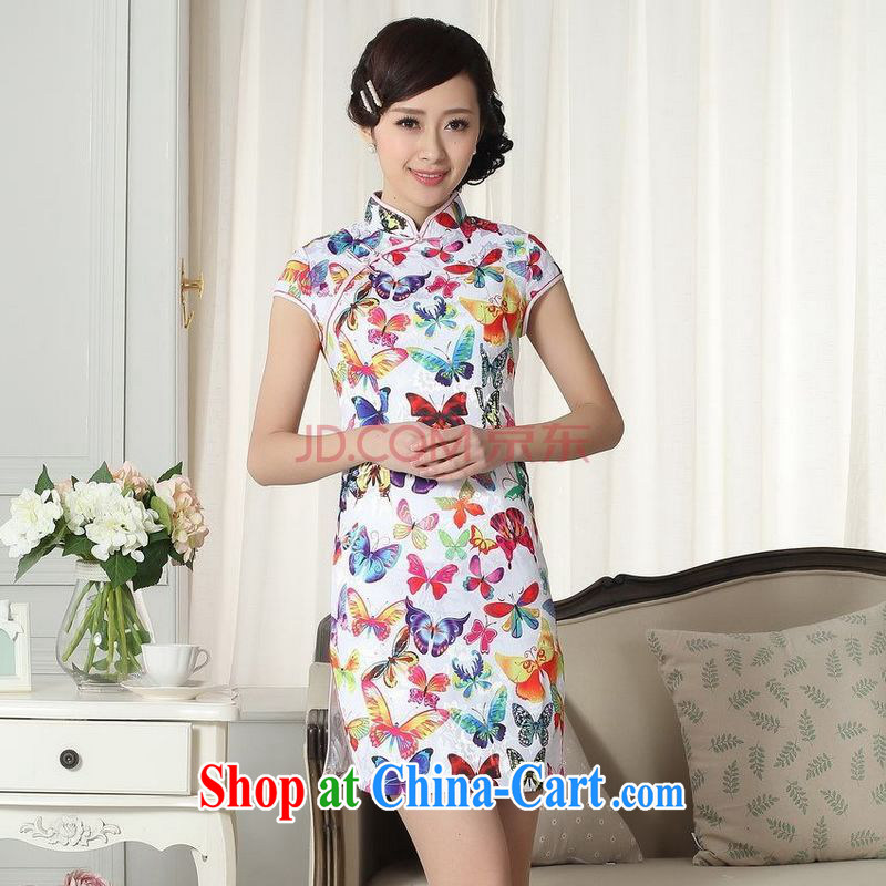For Pont Sondé Diana Lady stylish jacquard cotton cultivating short cheongsam dress new Chinese qipao gown picture color XXL
