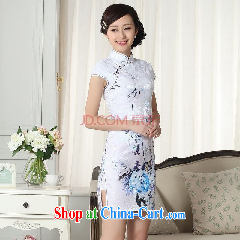 For Pont Sondé Diane new summer elegance Chinese qipao Chinese graphics thin short cheongsam picture color XXL, Pont Sondé health Diane, shopping on the Internet