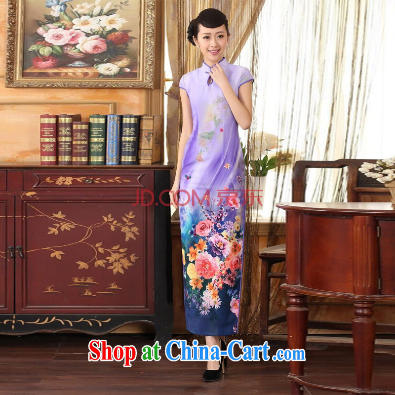 For Pont Sondé Ms. Diana Chinese qipao Diane Fong water droplets short-sleeved cultivating long double robes purple XXL, Pont Sondé health Diane, shopping on the Internet