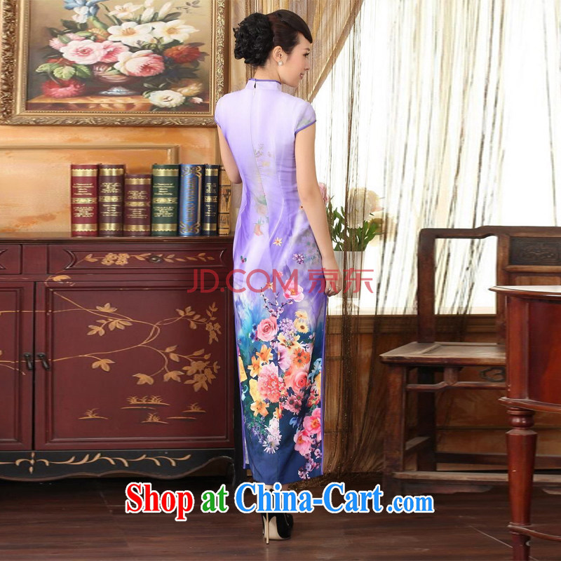 For Pont Sondé Ms. Diana Chinese qipao Diane Fong water droplets short-sleeved cultivating long double robes purple XXL, Pont Sondé health Diane, shopping on the Internet