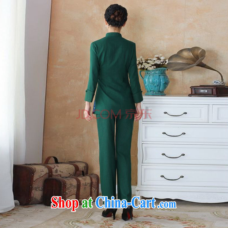 Shanghai optimization on the Pre-IPO Share Option Scheme older Ms. cotton load the spring loaded package, for hand-painted Chinese T-shirt pants Package - 3 green 4 XL, Shanghai, optimize, and shopping on the Internet