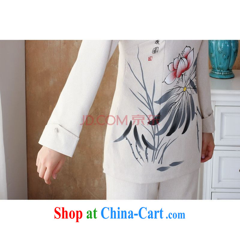 Shanghai optimization on the Pre-IPO Share Option Scheme older Ms. cotton load the spring loaded package, for hand-painted Chinese T-shirt pants Package - 3 green 4 XL, Shanghai, optimize, and shopping on the Internet
