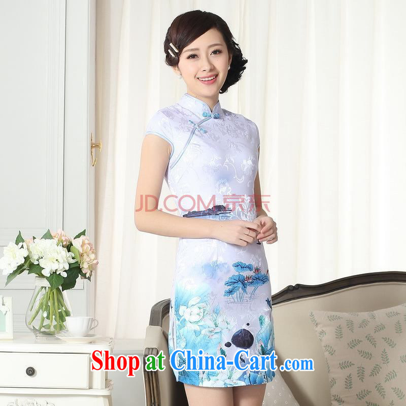 For Pont Sondé Ms. Diane new summer elegance Chinese qipao Chinese graphics thin short cheongsam picture color XXL, Pont Sondé health Diane, shopping on the Internet
