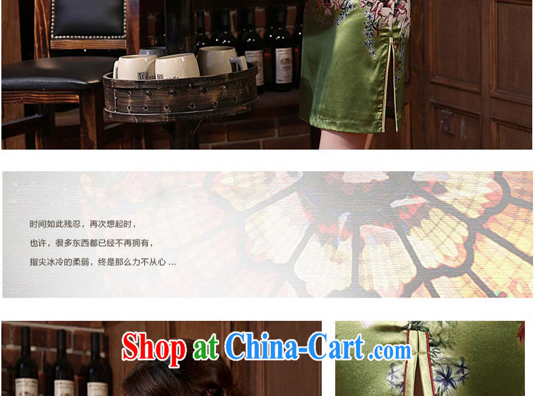 pro-am 2015 New Silk Cheongsam dress spring and summer retro sauna silk short, daily outfit skirt improved stylish green M pictures, price, brand platters! Elections are good character, the national distribution, so why buy now enjoy more preferential! Health