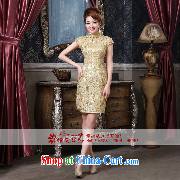 The china yarn 2015 new short dresses, gold lace, improved national wind night decoration, bridal toast dress gold made size final pictures, price, brand platters! Elections are good character, the national distribution, so why buy now enjoy more preferential! Health