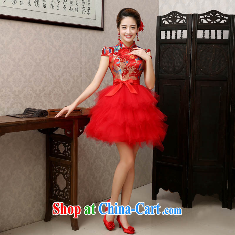 The china yarn 2015 new dresses wedding dresses bride toast clothing, robes, shading hi stage the short dress with red the size is not returned, the China yarn, shopping on the Internet
