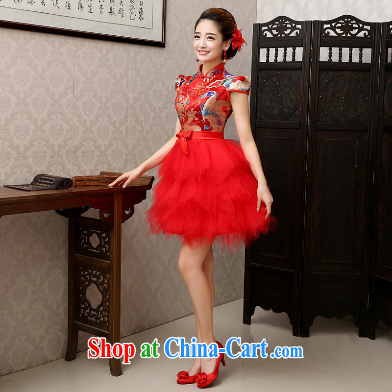 The china yarn 2015 new dresses wedding dresses bride toast clothing, robes, shading hi stage the short dress with red the size is not returned, the China yarn, shopping on the Internet