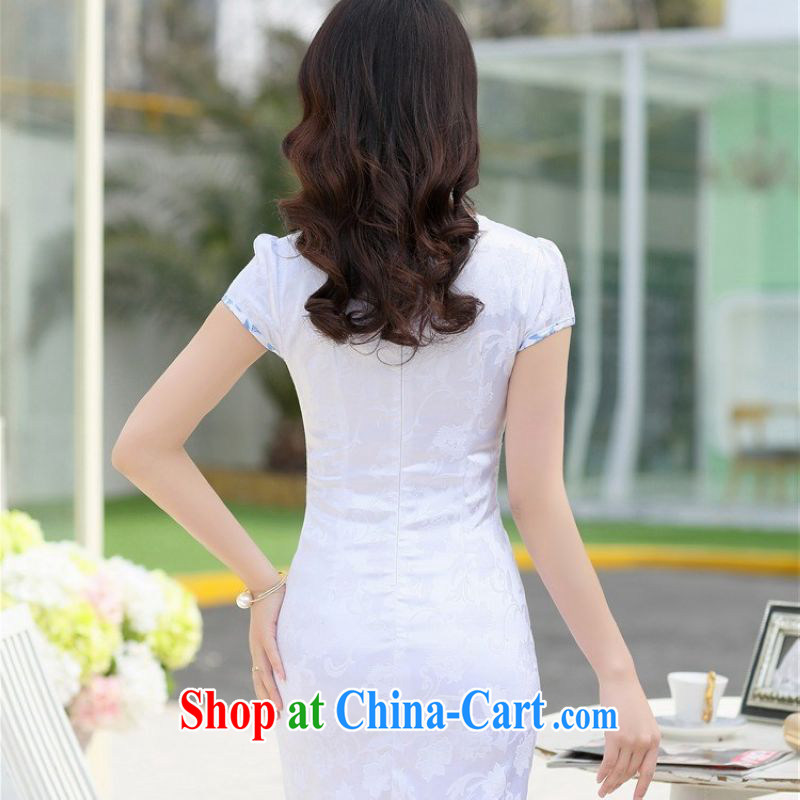 Silent Spring Loaded girls 2015 new summer skirt dresses daily fashion improved short stamp pack and lady beauty retro large code dresses 6128 white XXXL, silent, and, shopping on the Internet