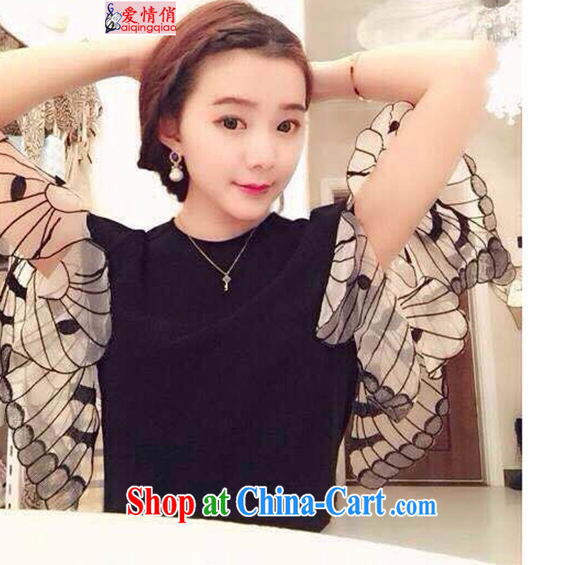 Love For 2015 the European site female new stylish lounge simple bowtie cuff 100 on T-shirt J 1109 photo color L, love for AI QING QIAO), online shopping