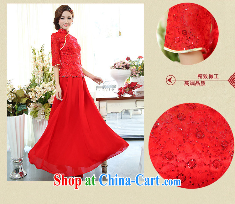 Access to and the Sau 2015 spring new female minimalist beauty Chinese bows wedding dress Long, two-piece dresses 7 1505 cuff A red XXXL pictures, price, brand platters! Elections are good character, the national distribution, so why buy now enjoy more preferential! Health