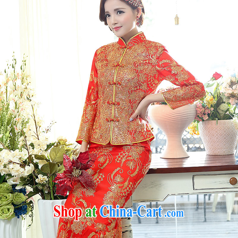 Access to and the Su-2015 new spring dress simple and cultivating Chinese brides wedding dress long robes bows service 1508 A and Ho Kim XXXL, on their own, the show, and shopping on the Internet