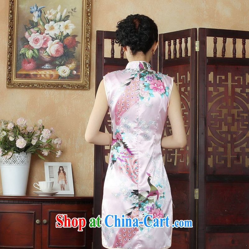 Property is still property, dresses cheongsam Chinese improved summer dresses, for the hard-pressed Peacock short cheongsam J 5145 pink S, property is still property, shopping on the Internet
