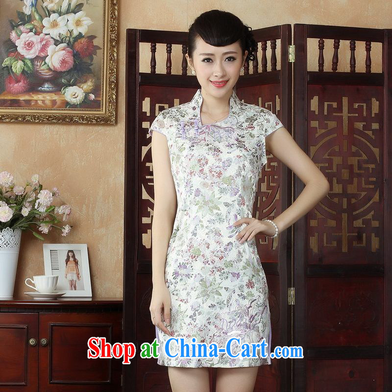 Yet, Ms. floor dress Chinese cheongsam summer improved cultivating embroidered Chinese qipao gown picture color 2 XL
