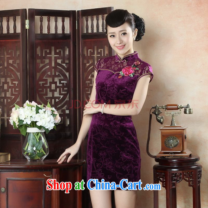 For Pont Sondé Diane summer new female lace cheongsam dress improved daily thin embroidered cheongsam D 0256 - B XXL, Pont Sondé health Diane, and shopping on the Internet