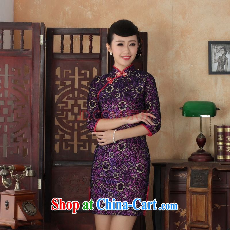 For Pont Sondé Diane summer new Chinese cheongsam dress lace beauty cheongsam dress stylish improvements in antique dresses cuff picture color XXL