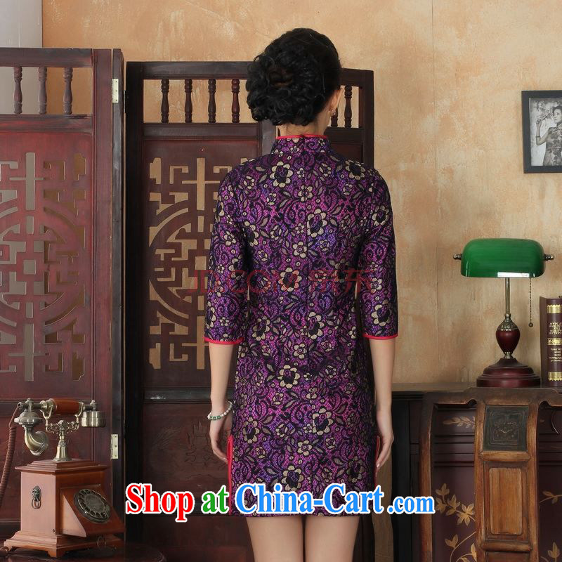 For Pont Sondé Diane summer new Chinese cheongsam dress lace beauty cheongsam dress stylish and refined antique cuff in cheongsam picture color XXL, Pont Sondé health Diane, shopping on the Internet