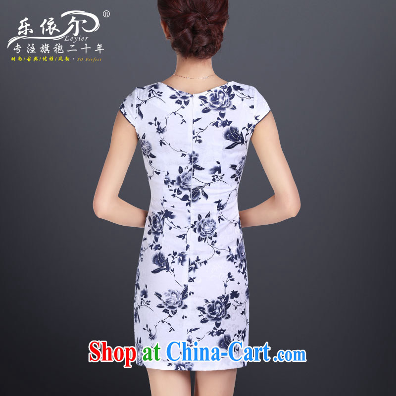 Music in spring and summer short sleeve cheongsam dress improved cheongsam short, Retro beauty and elegant everyday dress LYE 8801 white XXL, and, in accordance with (leyier), shopping on the Internet