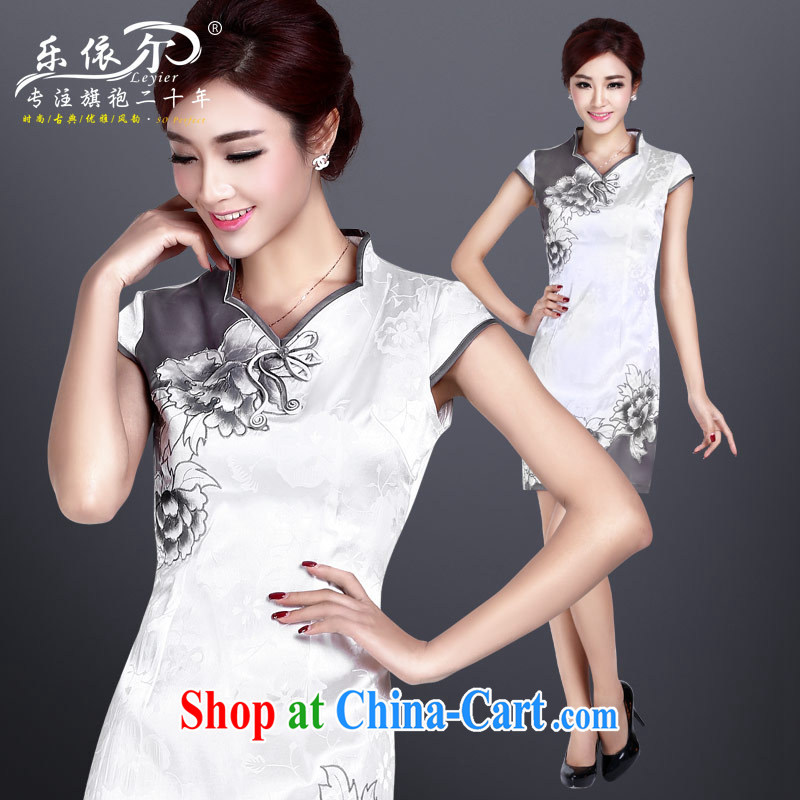 And, in accordance with new summer the cheongsam dress girls embroidery improved cheongsam short daily retro dresses LYE 8803 white XL, in accordance with (leyier), online shopping