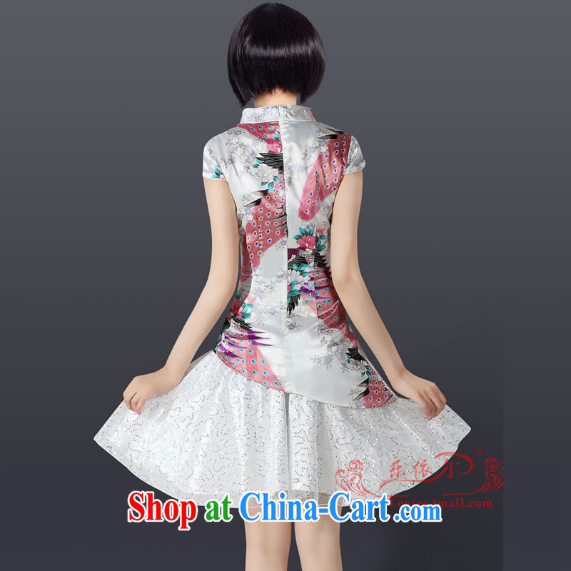 And, in accordance with lace, new stylish and cultivating short-sleeved qipao improved Chinese Antique female qipao LYE 1221 white XXL, in accordance with (leyier), online shopping