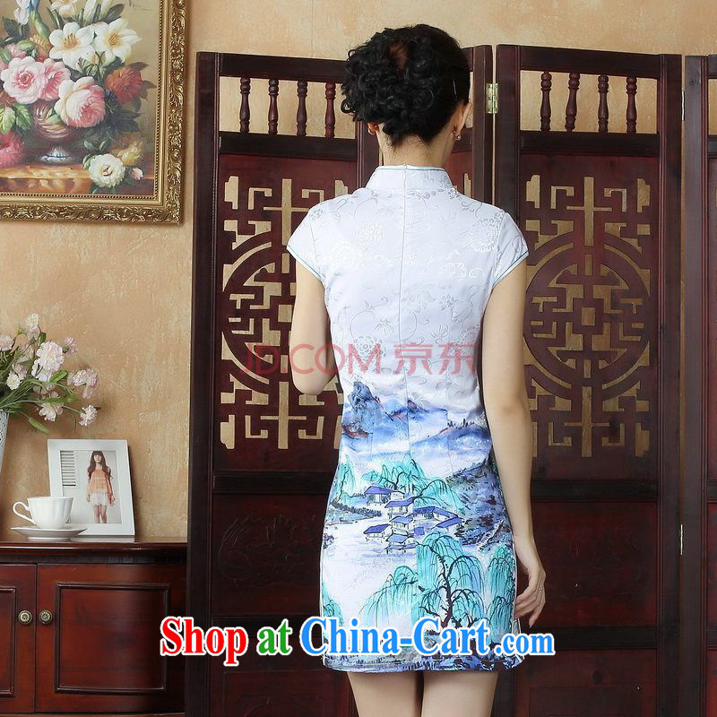 For Pont Sondé, Ms. Diana dresses qipao Chinese improved cheongsam dress Chinese short, ethnic wind dress dresses picture color XXL, Pont Sondé health Diana, and shopping on the Internet