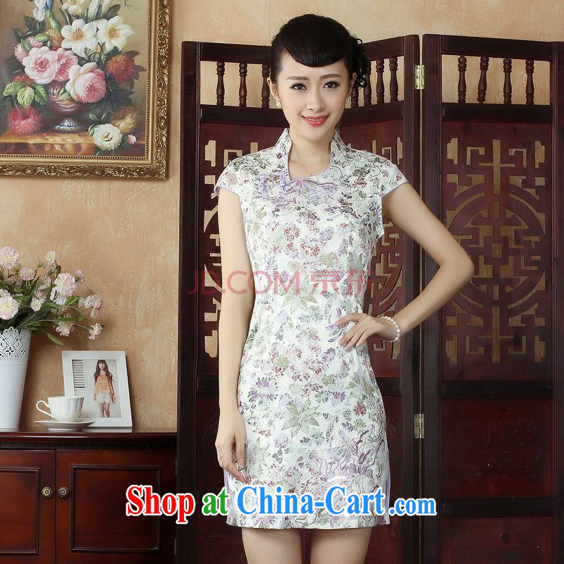 Nigeria, the ladies dress Chinese cheongsam dress summer improved cultivating embroidered Chinese cheongsam dress picture color XXL