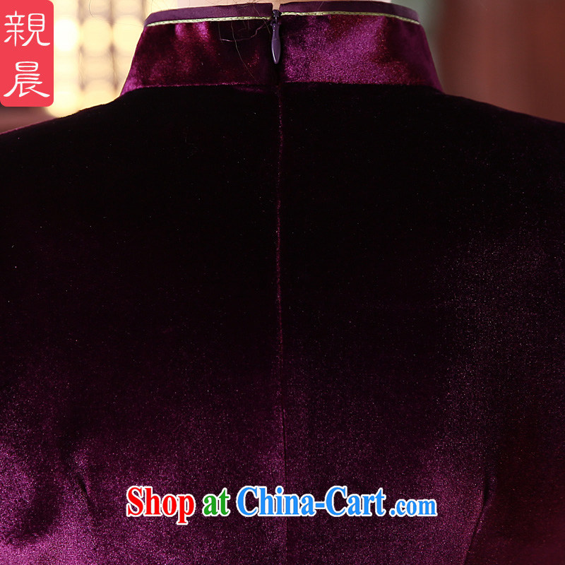 pro-am 2015 New, Old Age in spring and summer retro upscale gold velour wedding mom with cheongsam dress improved stylish violet L, pro-am, shopping on the Internet