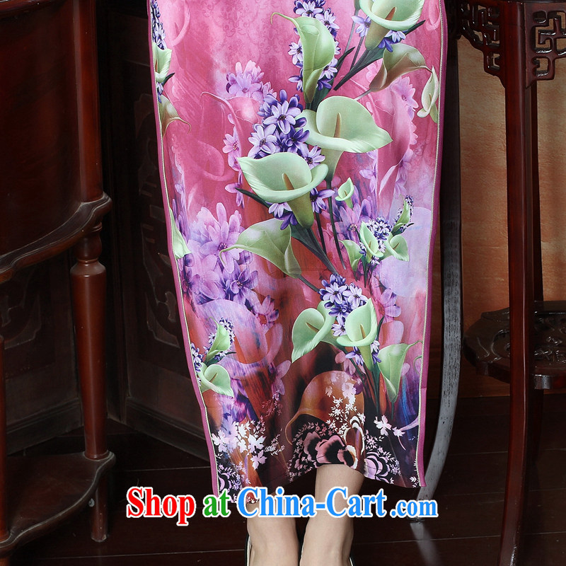 Take the banquet long summer dresses with new, improved Chinese qipao Tang Women's clothes, collar and elegant short-sleeved long cheongsam dress figure-color 2 XL, figure, and, shopping on the Internet