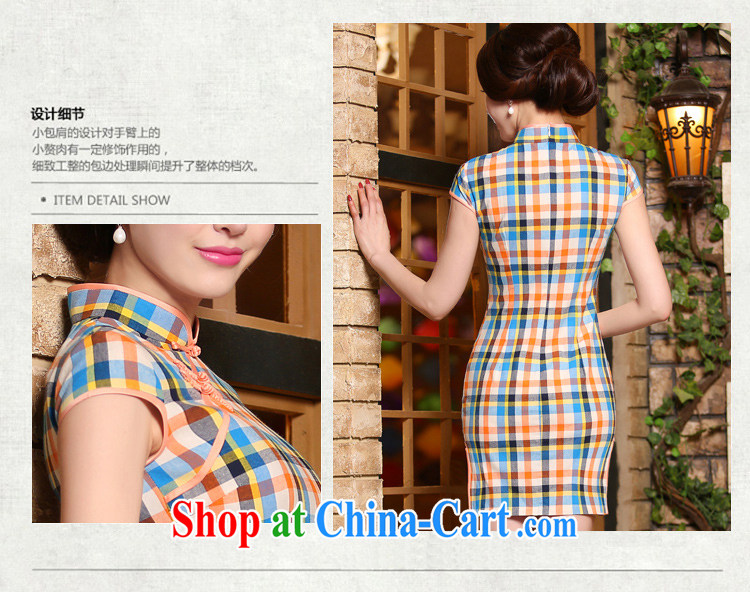 The absence of Windsor, qipao summer short, literature and art nouveau package shoulder short-sleeved checkered daily goods improved fashion cheongsam dress ZA 324 grid L pictures, price, brand platters! Elections are good character, the national distribution, so why buy now enjoy more preferential! Health