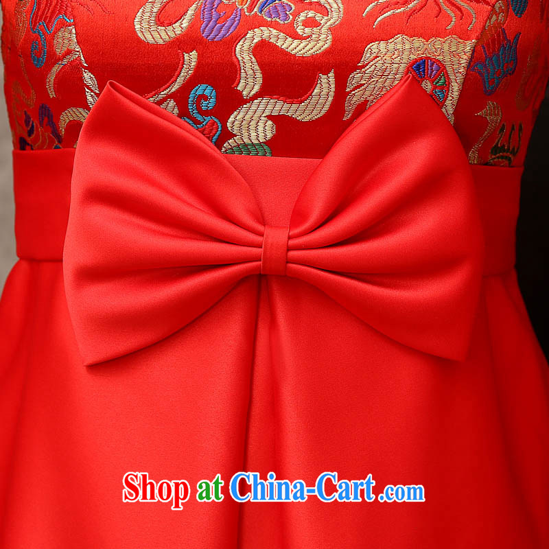 The china yarn 2015 dress new Korean high waist short, pregnant mother red marriage toast long-sleeved evening dress improved ethnic wind dresses red long-sleeved high-waist XL and China yarn, shopping on the Internet
