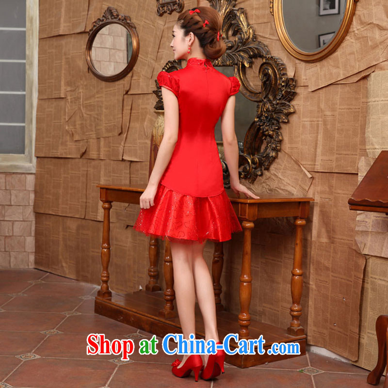 The china yarn bridal retro beauty red improved cheongsam lovely happy marriage toast evening dress ceremonial welcome banquet dress red the dimension is not returned, the China yarn, shopping on the Internet