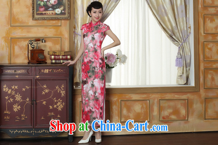 Bin Laden smoke-free summer new cheongsam Chinese clothing improved, for Chinese Women cheongsam banquet silk short-sleeved long robes as color 2XL pictures, price, brand platters! Elections are good character, the national distribution, so why buy now enjoy more preferential! Health