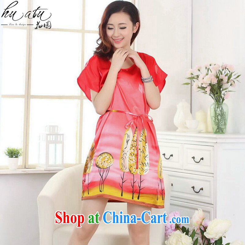 spend the summer with new female Chinese Robes round-neck collar, with a short-sleeved stamp damask clothes dresses pajamas as the color code, spend figure, shopping on the Internet