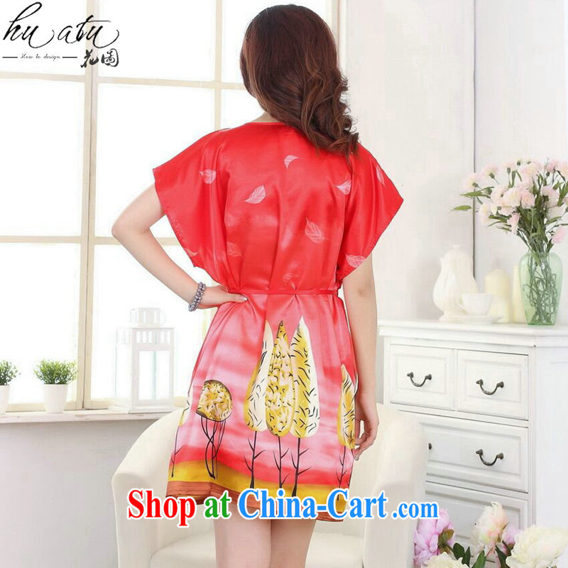 spend the summer with new female Chinese Robes round-neck collar, with a short-sleeved stamp damask clothes dresses pajamas as the color code, spend figure, shopping on the Internet