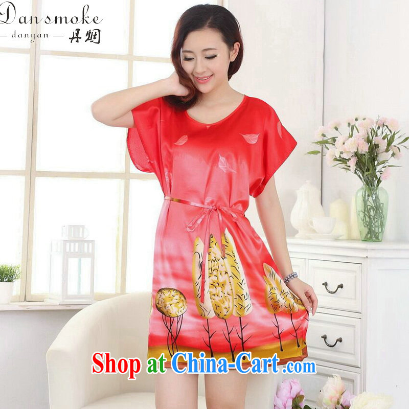 Bin Laden smoke-free summer new female Chinese Robes round-collar, with a short-sleeved stamp damask clothes dresses pajamas as the color code
