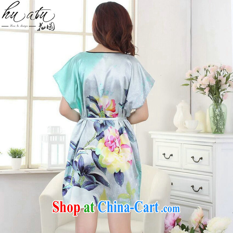 Take the female summer new Chinese qipao round-collar clothes bathrobe robes hand-painted loose dresses pajamas - D Green, code, and a figure, and, on-line shopping