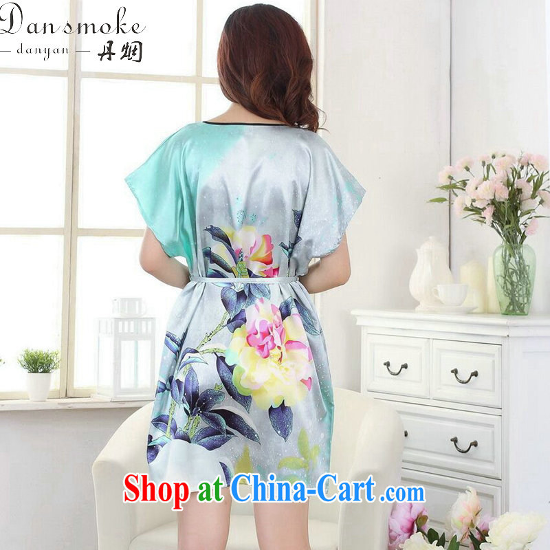 Dan smoke female summer new Chinese qipao round-collar clothes bathrobe robes hand-painted loose dresses pajamas - D Green, code, Bin Laden smoke, shopping on the Internet