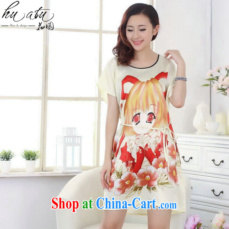 Take the Tang with bathrobe pajamas summer wear new clothes with a hand-painted loose-tang with dress short-sleeved gown - F yellow are code, and spend, and shopping on the Internet