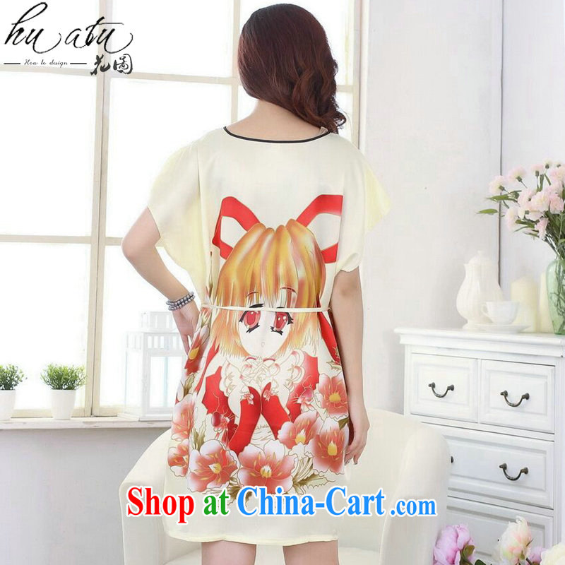 Take the Tang with bathrobe pajamas summer wear new clothes with a hand-painted loose-tang with dress short-sleeved gown - F yellow are code, and spend, and shopping on the Internet