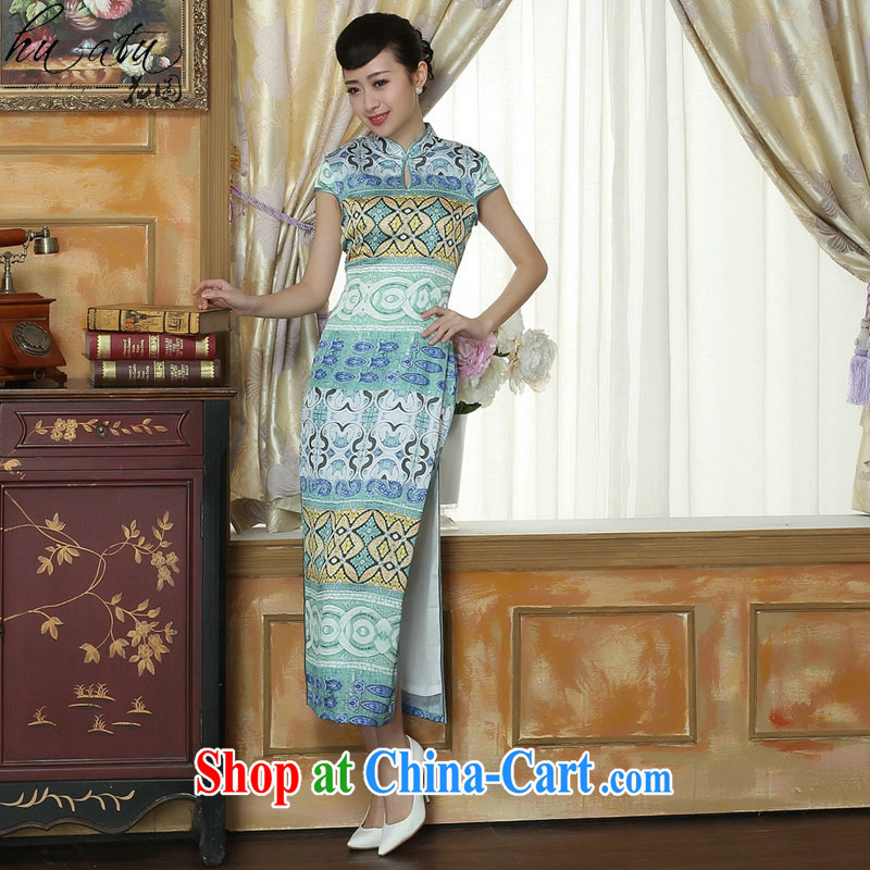 spend the summer cheongsam Chinese New female Chinese improved retro, for national wind elegant banquet long robes as the color 2 XL, spend figure, and shopping on the Internet